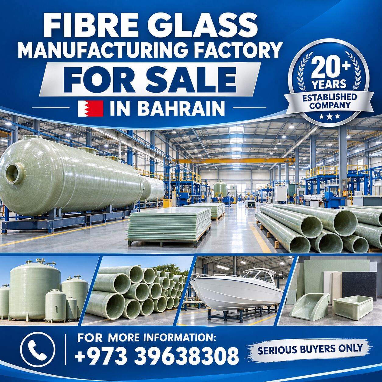 Manama, Businesses For Sale, 🏭 FIBRE GLASS MANUFACTURING FACTORY FOR SALE – BAHRAIN Established Manufacturing Company