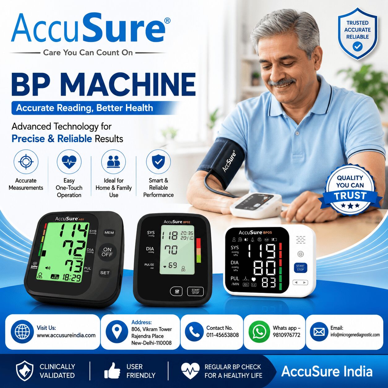New Delhi, Health & Beauty Items, INR 2500,  Affordable BP Machine For Home Use From AccuSure India