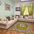 Air Fryer Sofa Set With Curtain Wall Hangings And Carpet