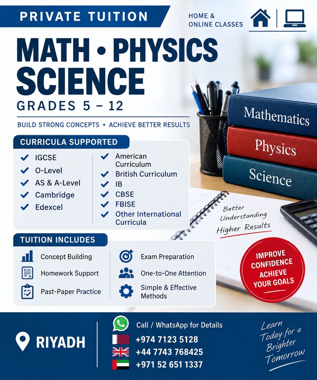 Riyadh, Lessons Offered, Math, Physics & Science Tutor | IGCSE, A-Level, IB, American & British
