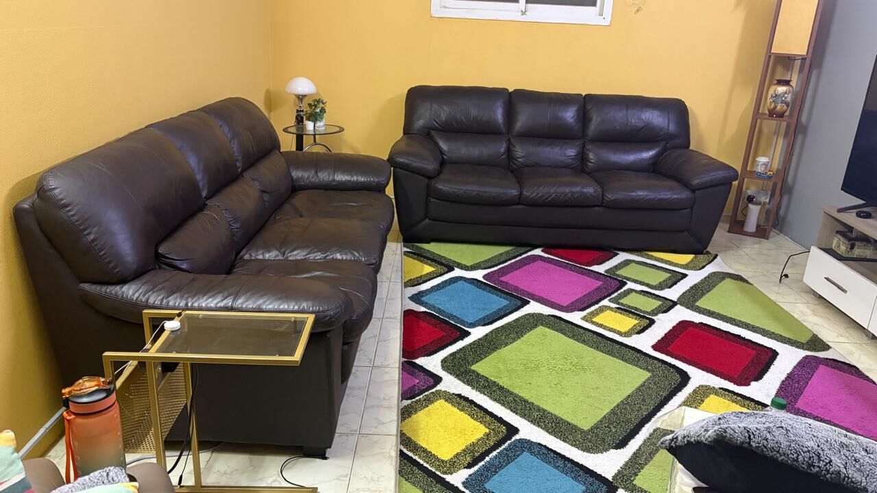 Al Rawdah, Furniture, SAR 1500,  2 Three Seater Leather Sofa From Home Center