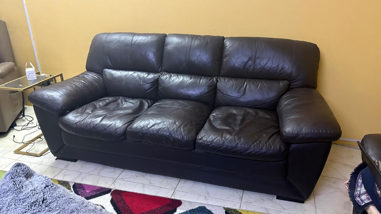 Al Rawdah, Furniture, SAR 1500,  2 Three Seater Leather Sofa From Home Center
