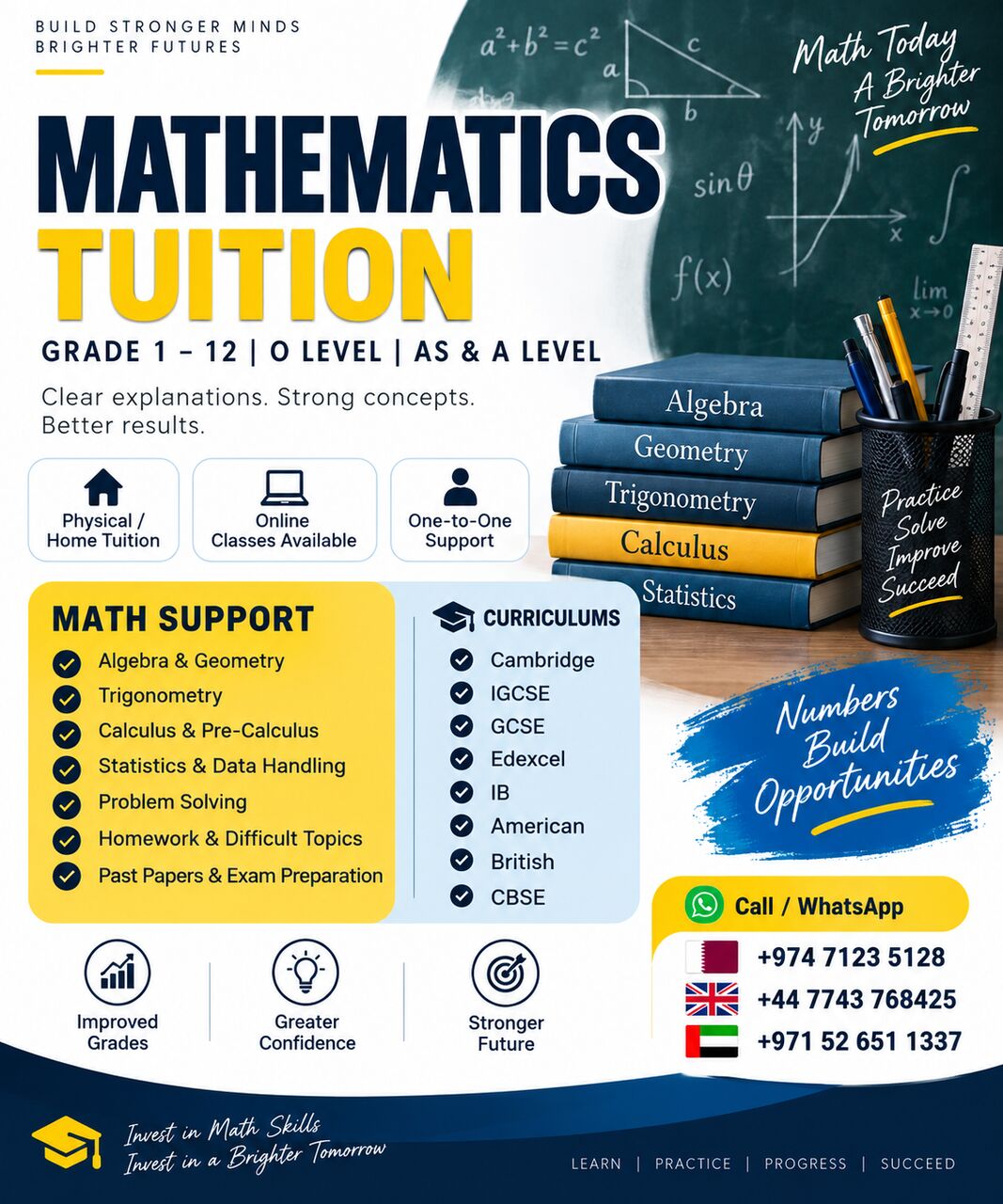 Riyadh, Lessons Offered, Mathematics Tuition | Grade 1&ndash;12 | IGCSE, GCSE, IB, Edexcel, Cambridge & American