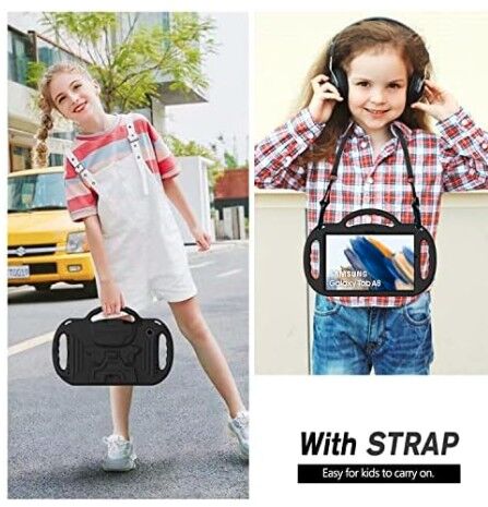 Al Sulaymaniyyah, Tablet Computers, AVAWO Kids Case For Samsung Galaxy Tab A8 10.5 2022 (SM-X200/X205/X207), With Strap, Black