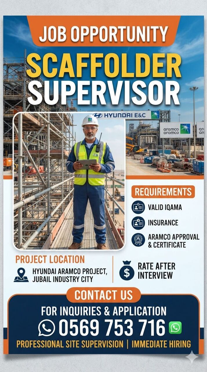 Riyadh, Jobs, Scaffolder Supervisor