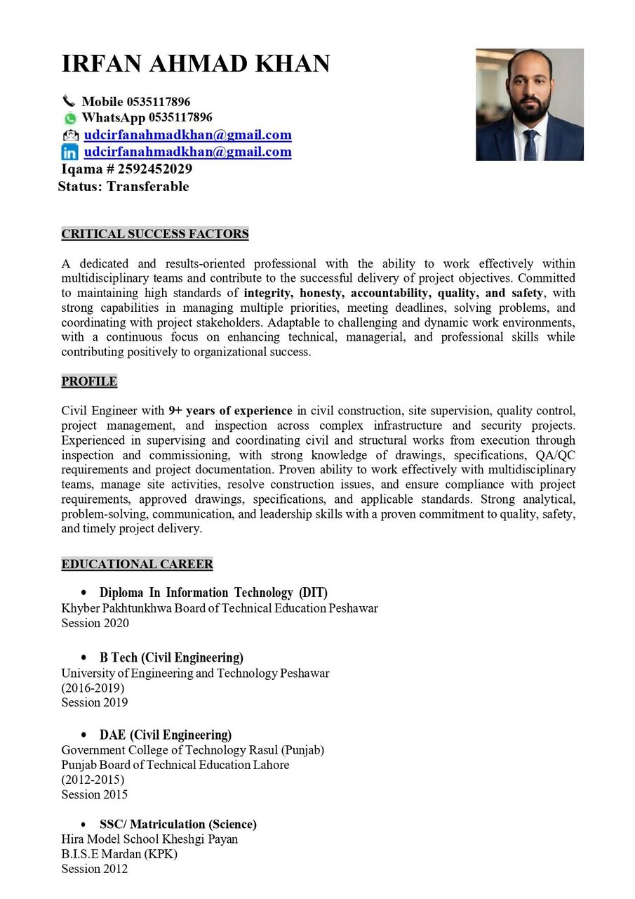 Riyadh, Job Seekers, Civil Engineer, QA/QC Engineer