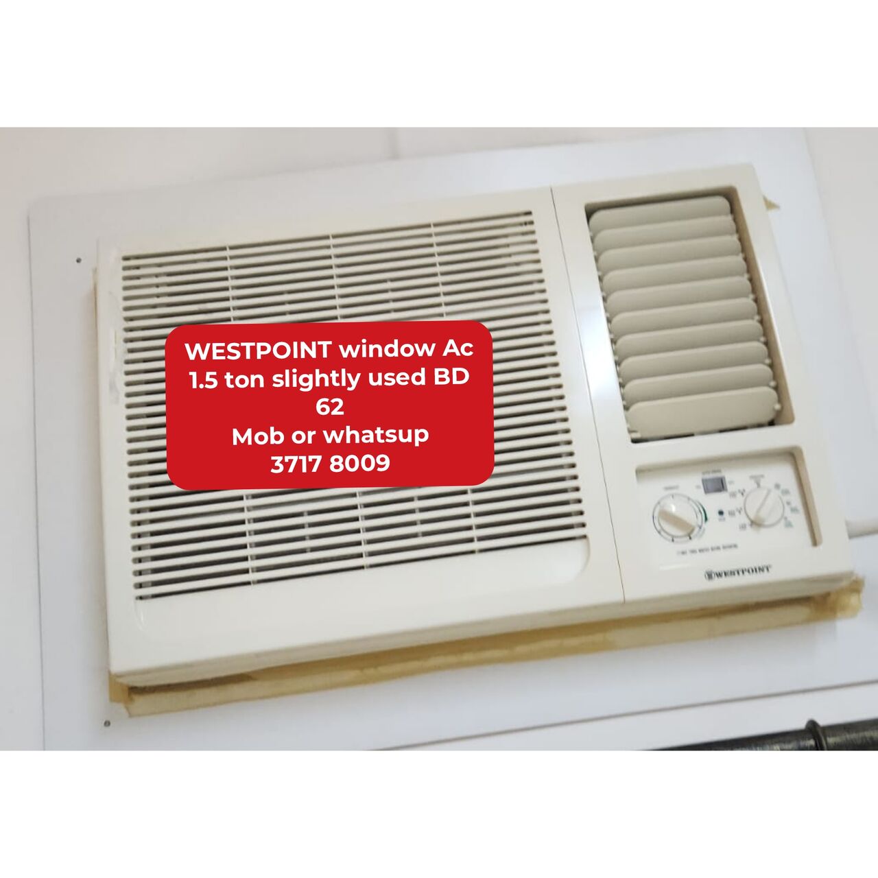 Manama, Air Conditioners, BHD 62,  @@Westpoint Window Ac 1.5 Ton In Good Condition For Sale With Delivery And
