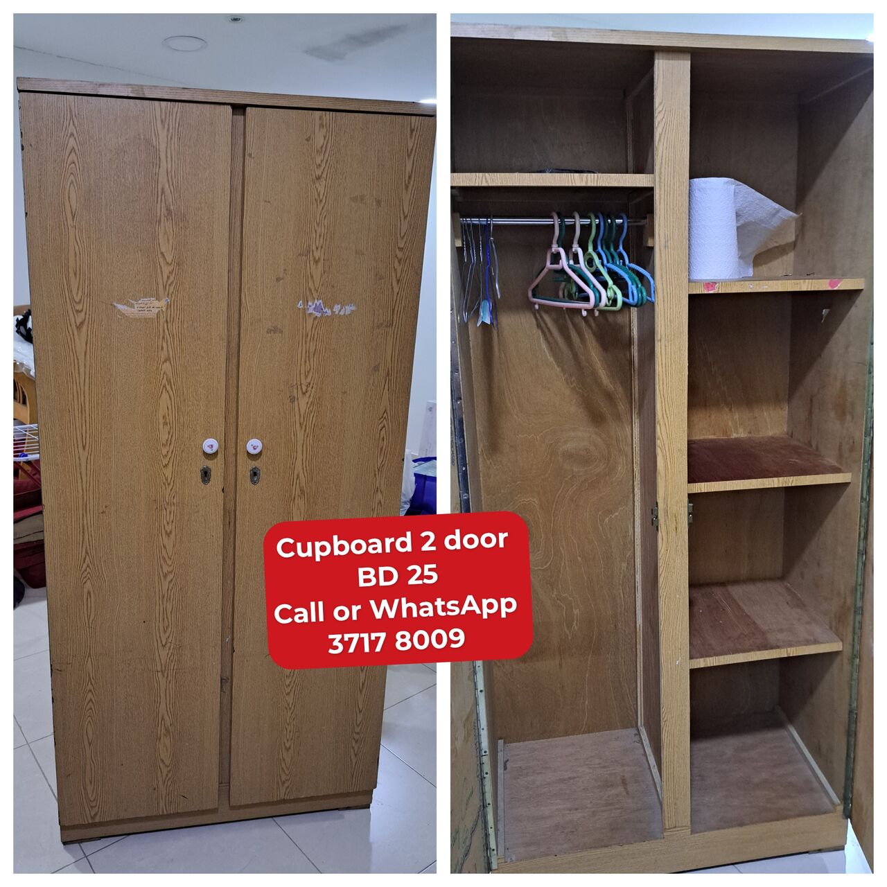 Manama, Furniture, BHD 25,  @@Cupboard 2 Door In Good Condition For Sale With Delivery