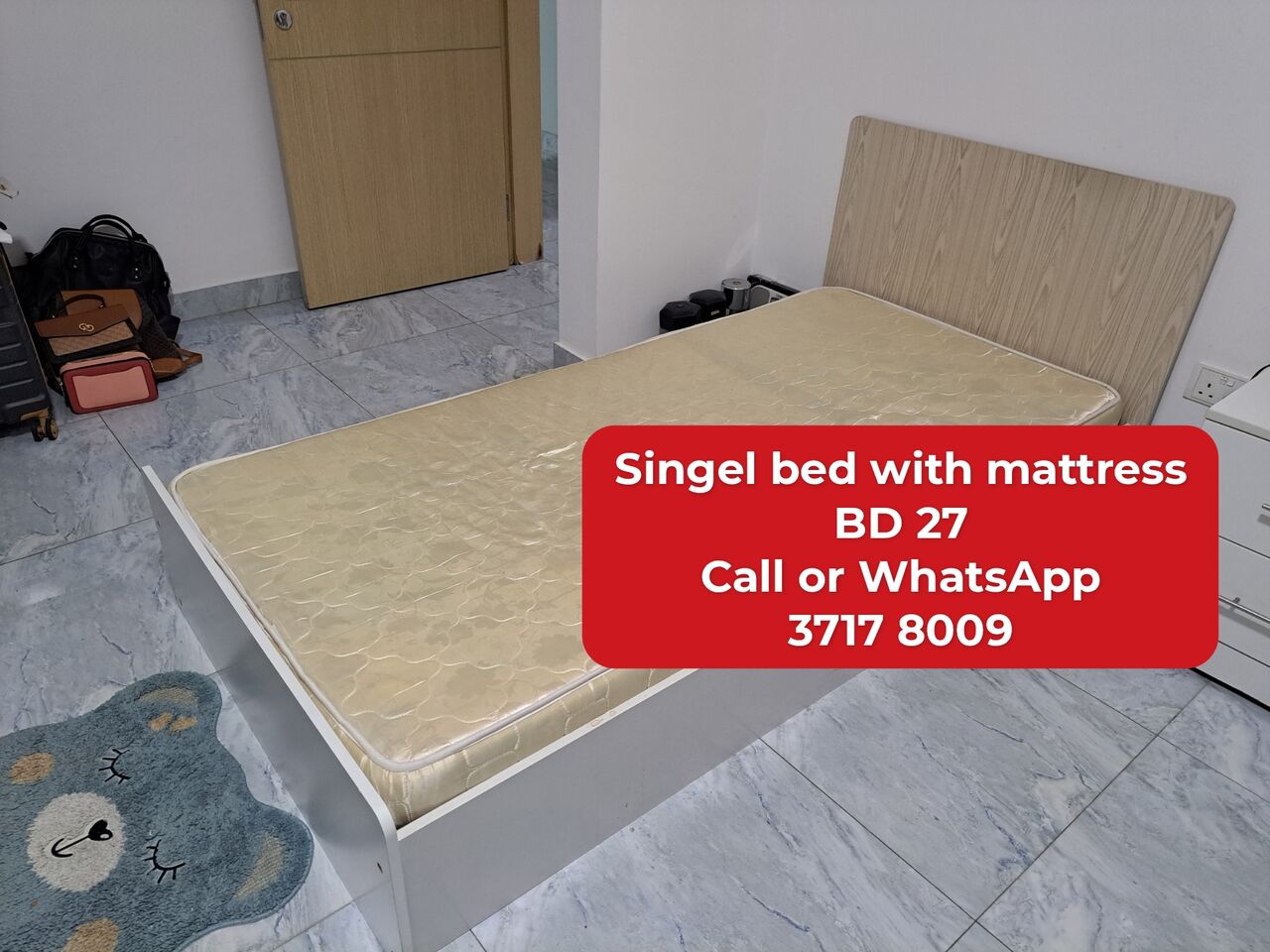 Manama, Furniture, BHD 27,  @@Single Bed With Mattress In Good Condition For Sale With Delivery