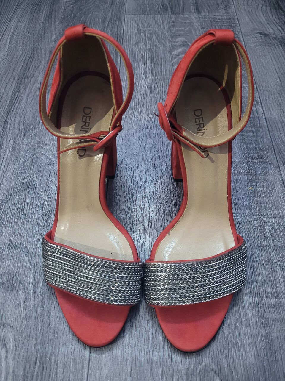 Jeddah, Clothing & Accessories, SAR 80,  Derimod Red Ankle Strap Block Heels