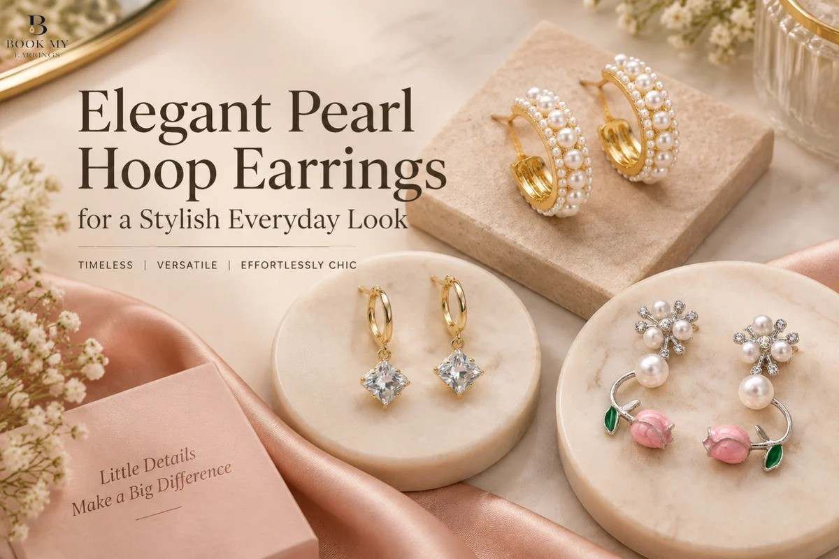 New Delhi, Clothing & Accessories, Shop Stylish Pearl Hoop Earrings From BME
