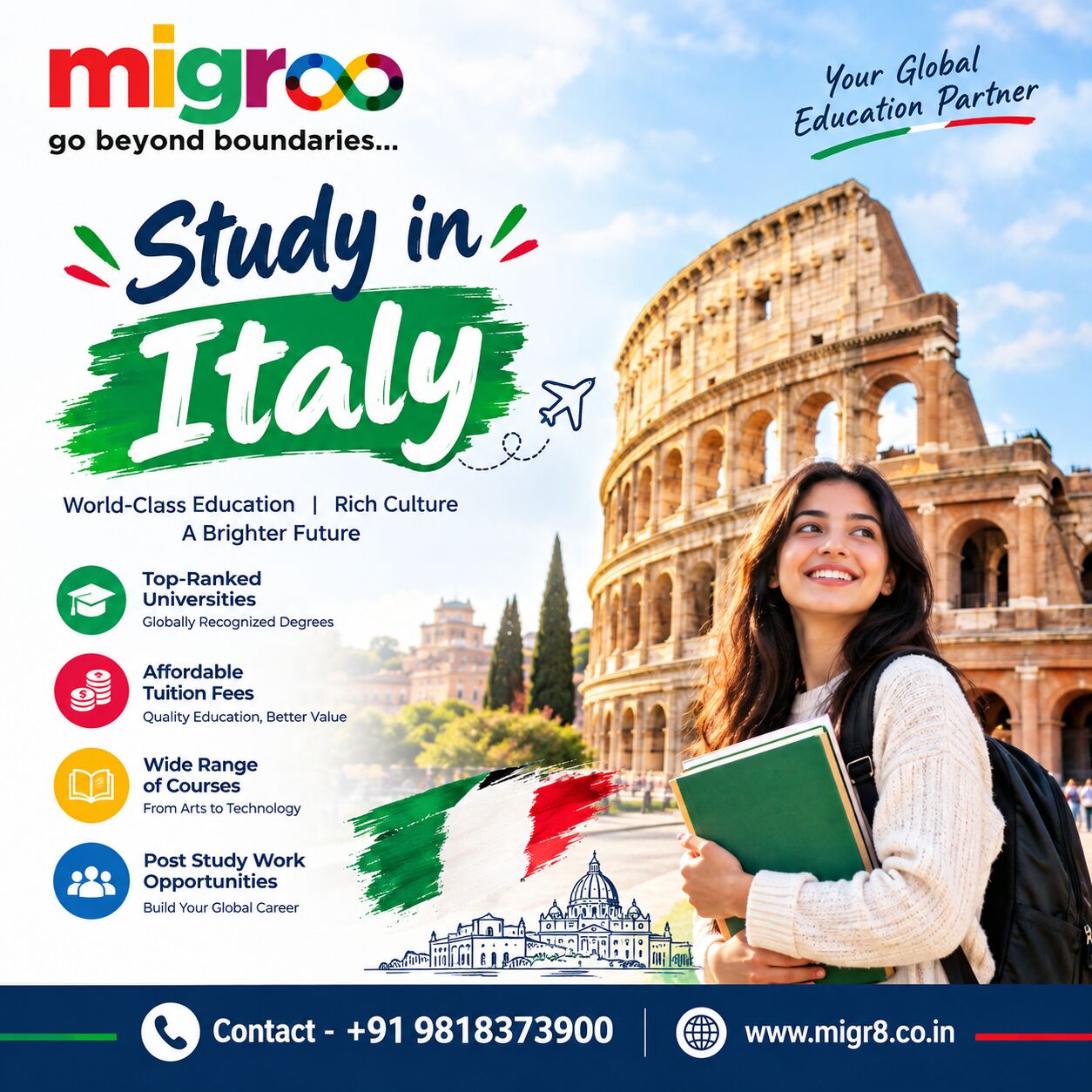 Rohini, Free Items, Study In Italy