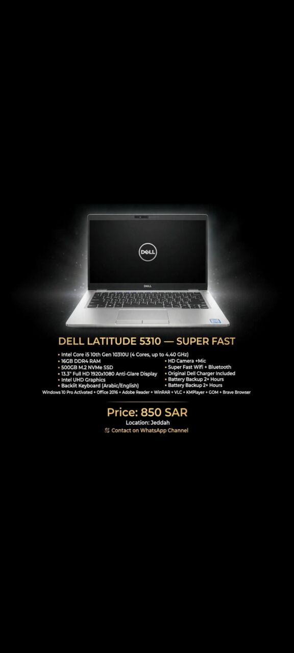 Jeddah, Computers, SAR 850,  Laptop I5/16 Gb Am/512 M.2ssd/10 Gen Urgent Sale Going Exit