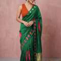 Traditional Emerald Green Colour Saree | Mavuris
