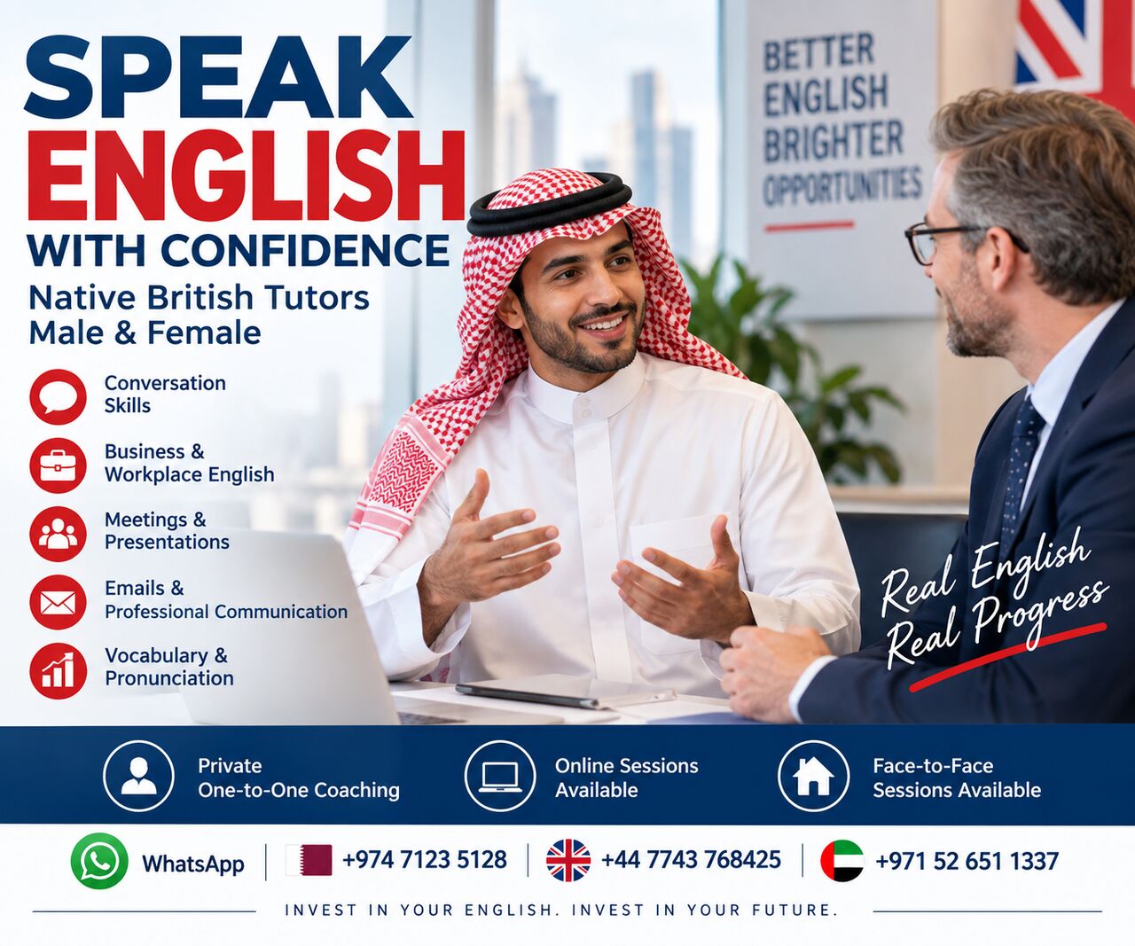 Riyadh, Lessons Offered, SAUDI MEN & WOMEN: Speak English With Confidence | Native British Tutors