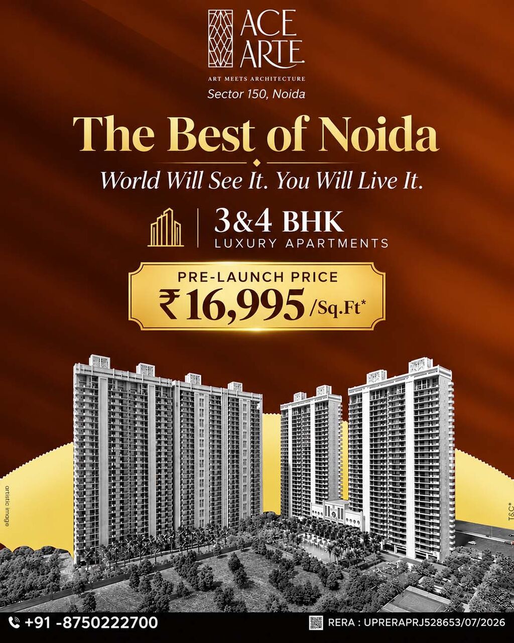 Ghaziabad, Real Estate For Sale, INR 32,  3 BR,  2600 Sq. Meter,  ACE Arte Apartments In Sector 150 Noida