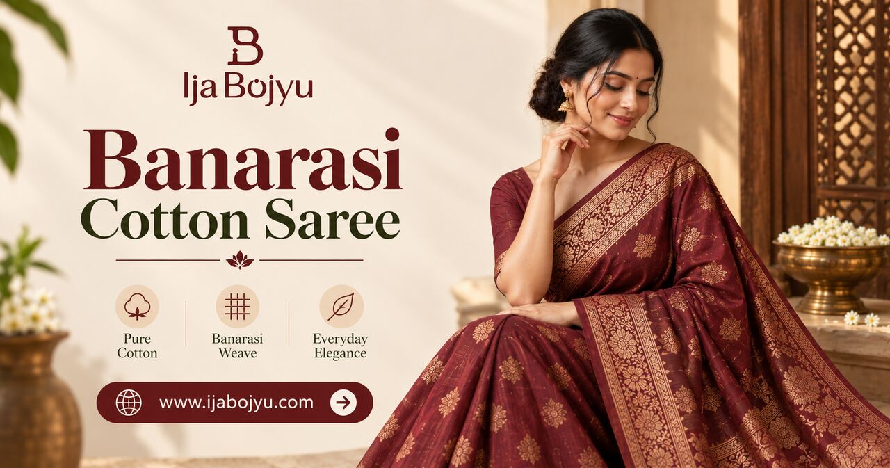 Mumbai, Clothing & Accessories, Banarasi Cotton Saree For Timeless Festive Elegance