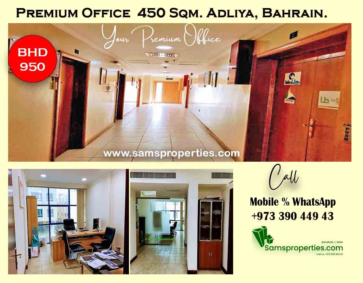 Adliya, Offices, 450 Sq. Meter,  Private Office For Rent In Shaikh Isa Avenue, Adliya, Manama. Call Sam 39044943