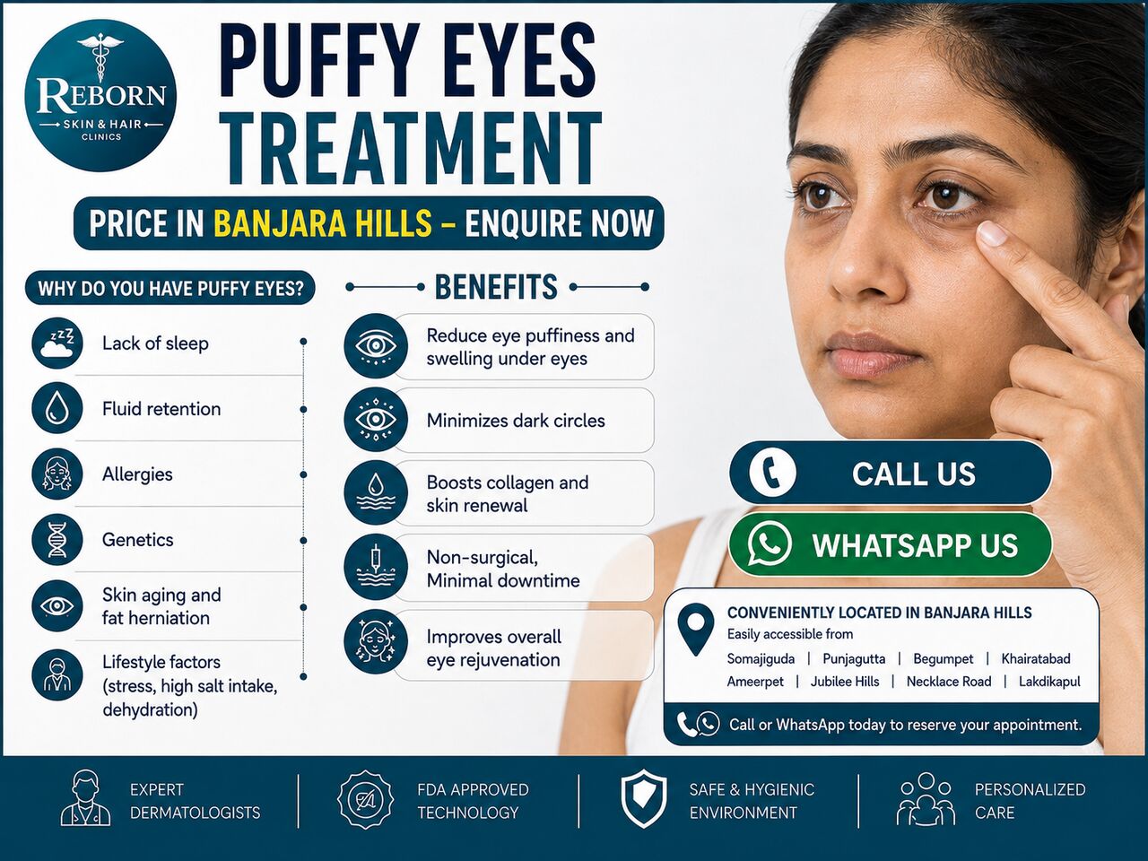 Hyderabad, Health & Beauty Items, INR 3,  Puffy Eyes Treatment Price In Banjara Hills &mdash; Near Venkat Nagar