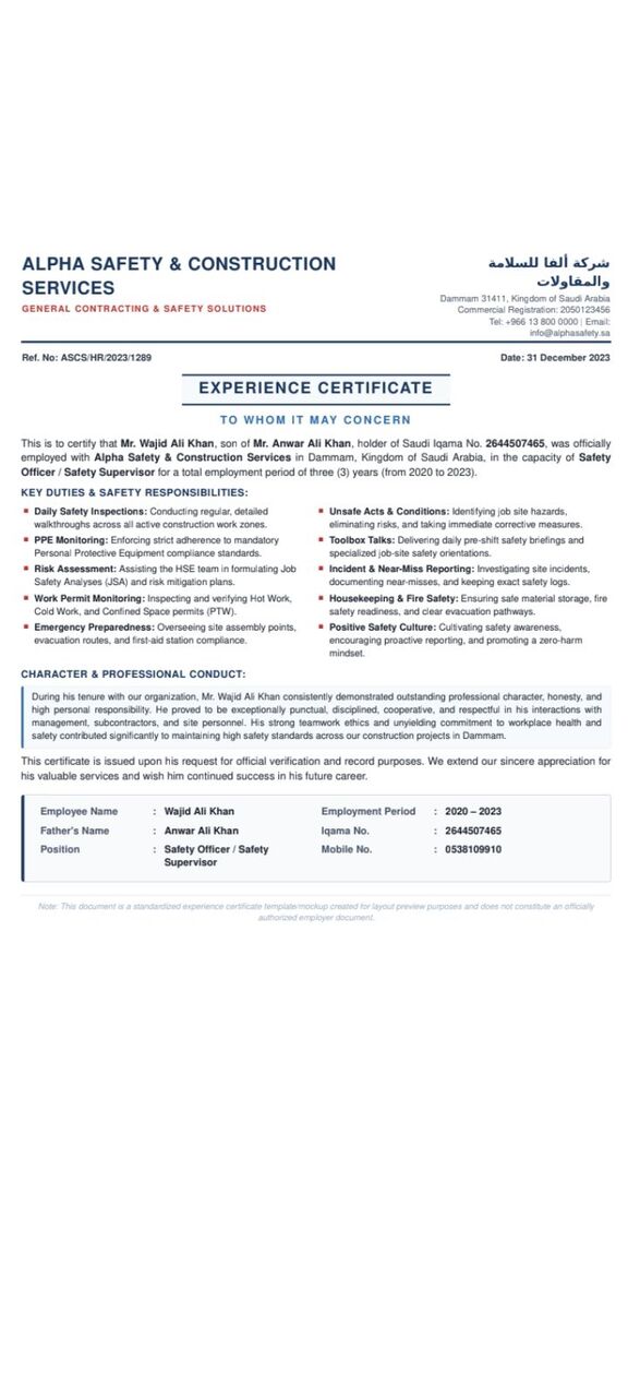 Jeddah, Job Seekers, Saftey Officer