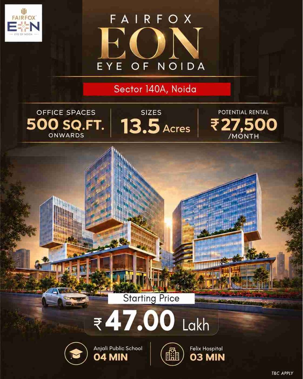 Noida, Offices, INR 4700000,  500 Sq. Feet,  Fairfox Eon – Eye Of Noida | Commercial Office Spaces Starting At ₹47 Lakh