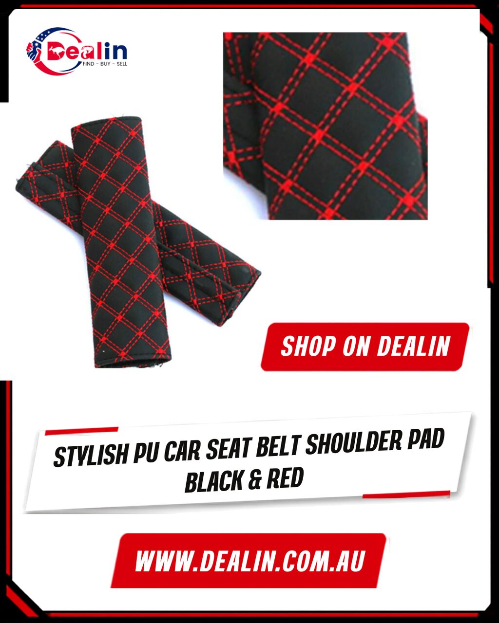 Sydney, Auto Parts, AUD 29,  Stylish PU Car Seat Belt Shoulder Pad &ndash; Black & Red | Shop On Dealin