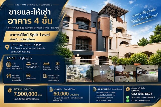 Bangkok, Real Estate For Sale, THB 7900000,  5 BR,  29 Sq. Feet,  ขายและให้เช่า อาคาร 4 ชั้น ทำเลทอง TOWN IN TOW