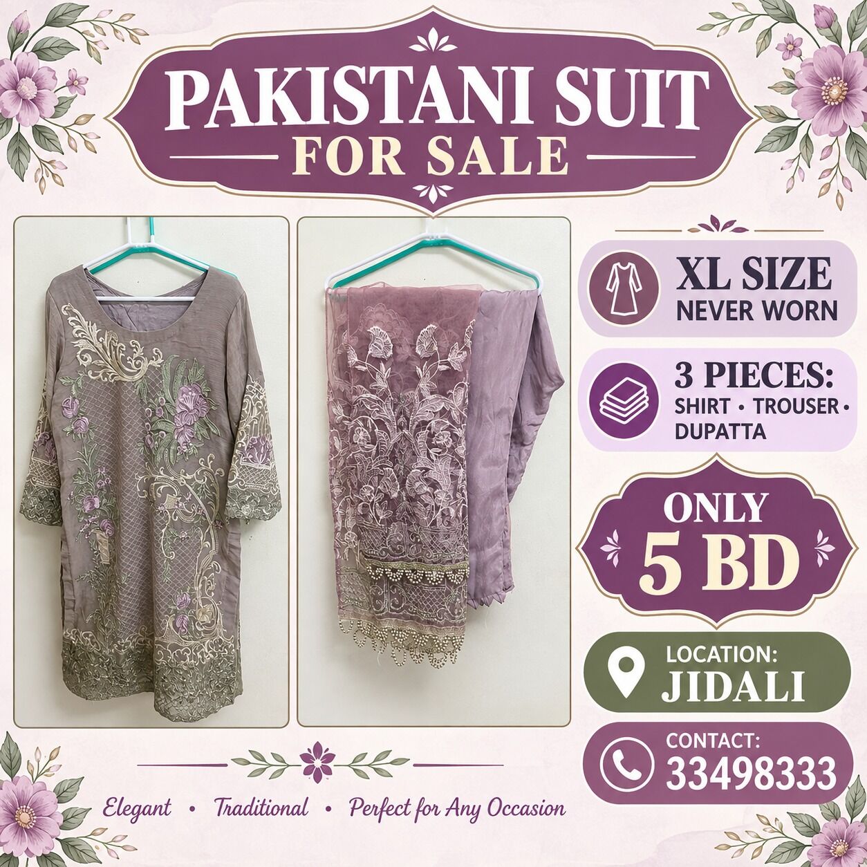 Jid Ali, Clothing & Accessories, BHD 5,  PAKISTANI SUIT FOR SALE - 2 NOS