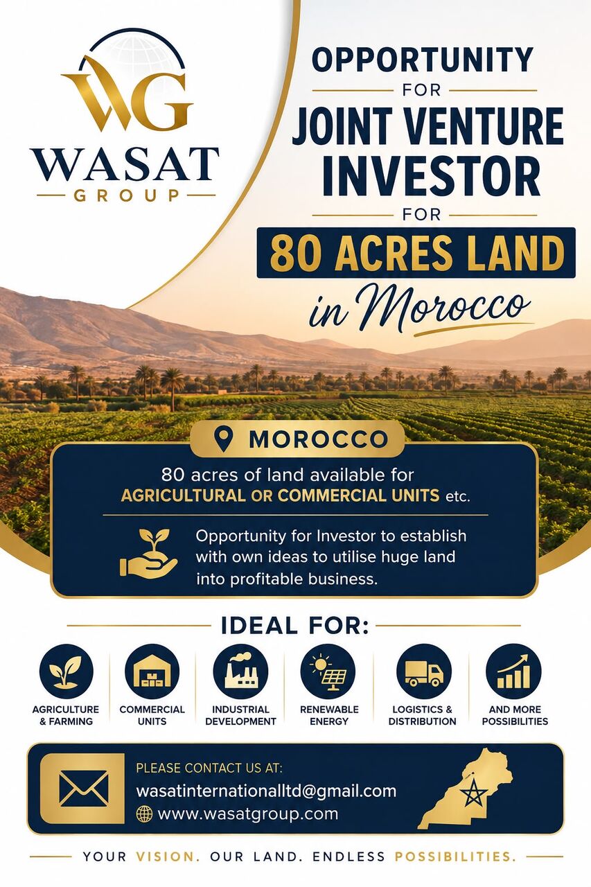 Kuala Lumpur, Business Partners, Opportunity For Joint Venture For 80 Acres Land In Elhaj East Of Morocco (Fez Region)