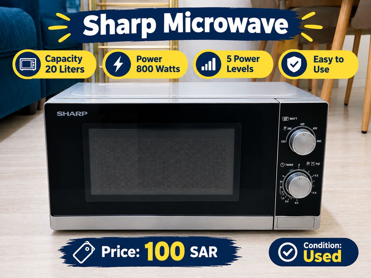 Riyadh, Electronics, SAR 100,  Sharp Microwave 20L &ndash; Used &ndash; 100 SAR