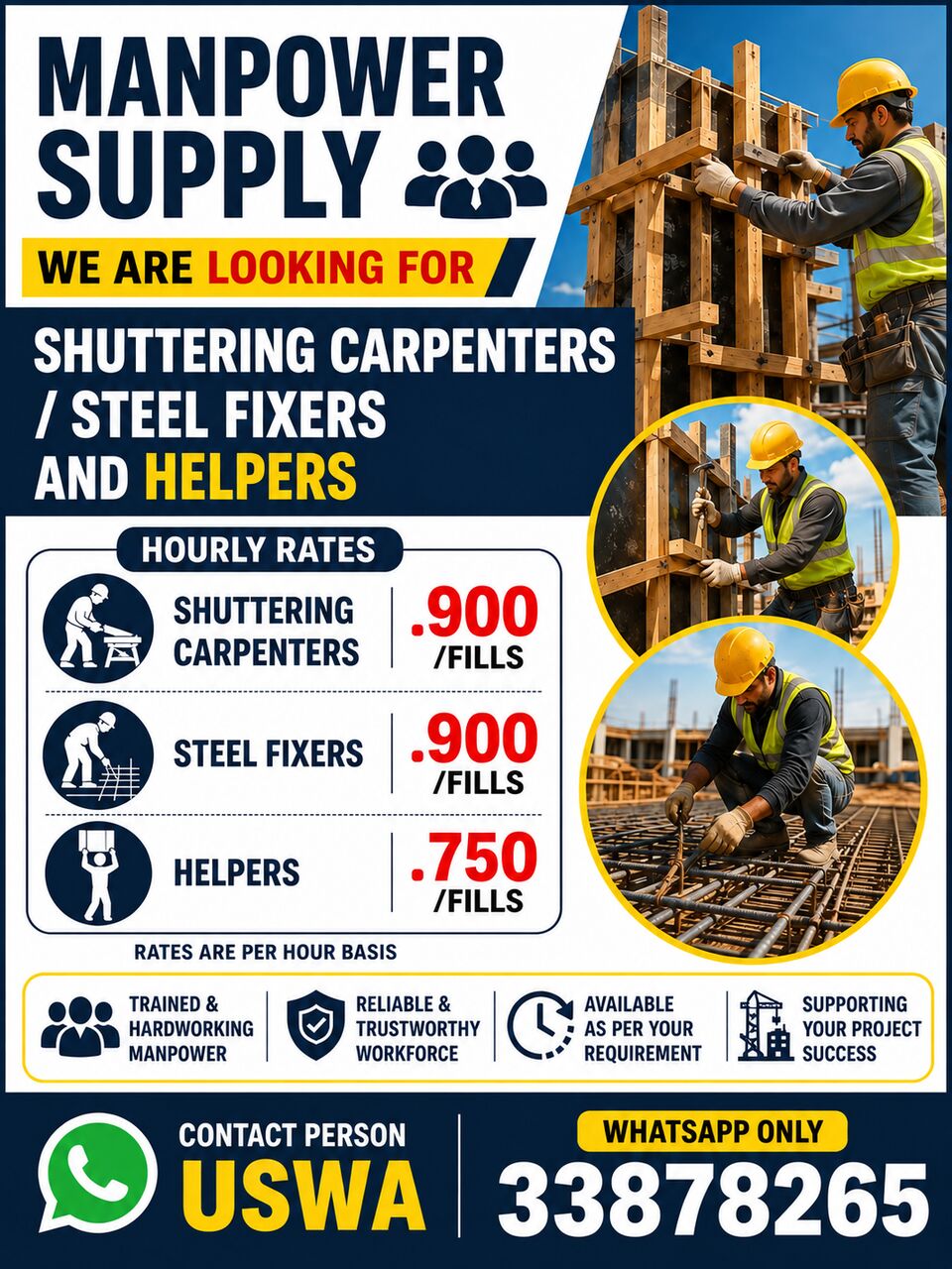 Gudaibiya, Jobs, Shuttering Carpenters,Steel Fixers, Helpers