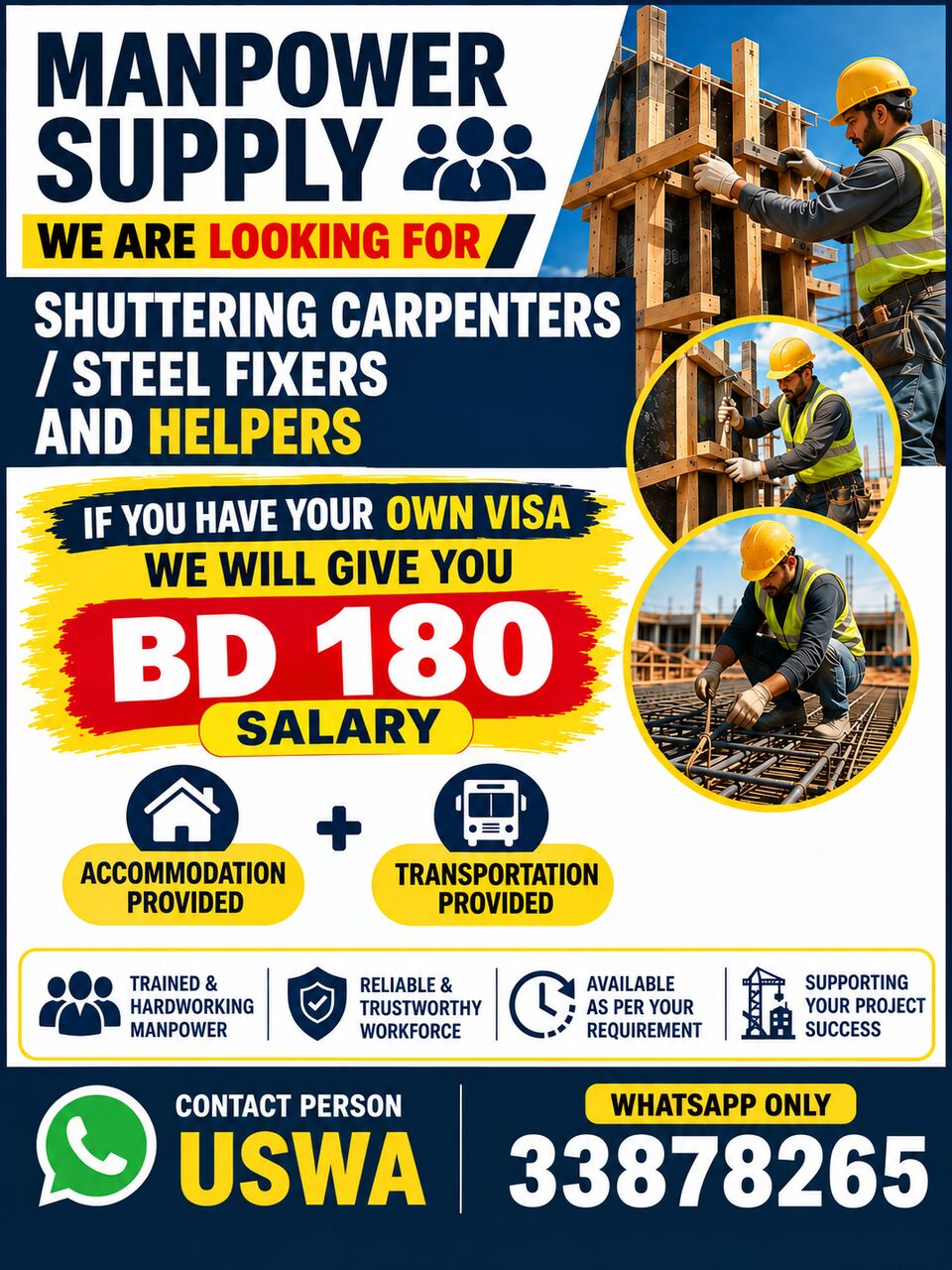 Gudaibiya, Jobs, Shuttering Carpenters,Steel Fixers, Helpers