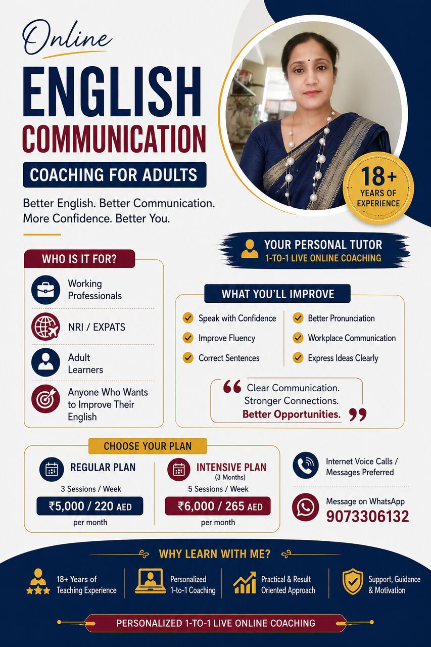 Ajman, Lessons Offered, Fluency + Confidence + Clarity In Real-Life Professional Communication (online)