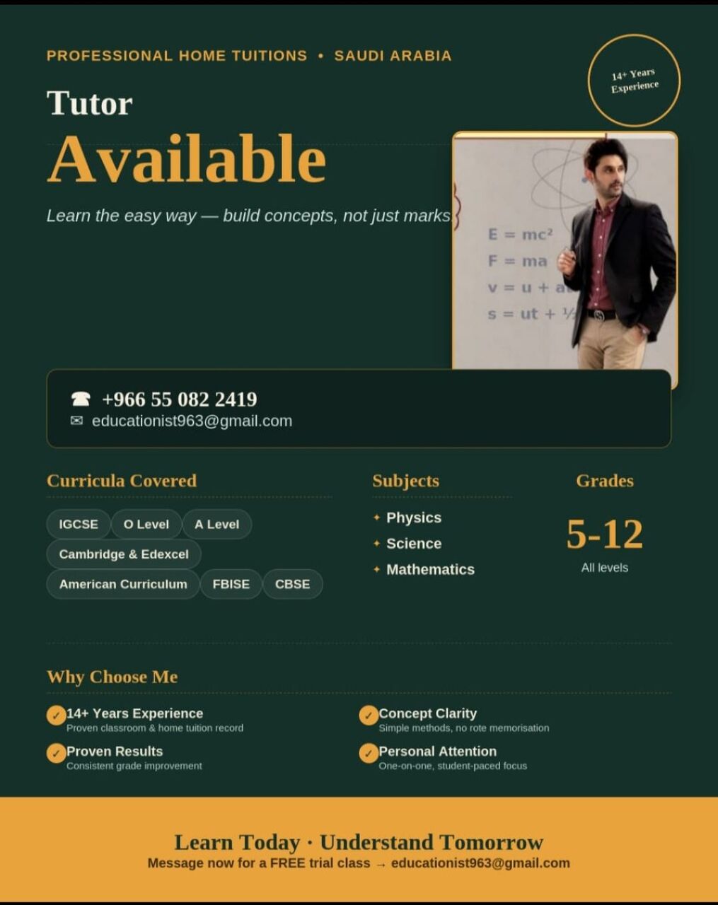Riyadh, Lessons Offered, Tutor Available  Physics,  Mathematics And Science