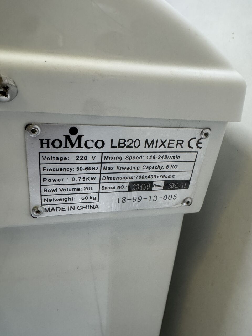 Dammam, Appliances, SAR 2000,  Homco LB20 Commercial Spiral Dough Mixer &ndash; 20L / 8kg Capacity