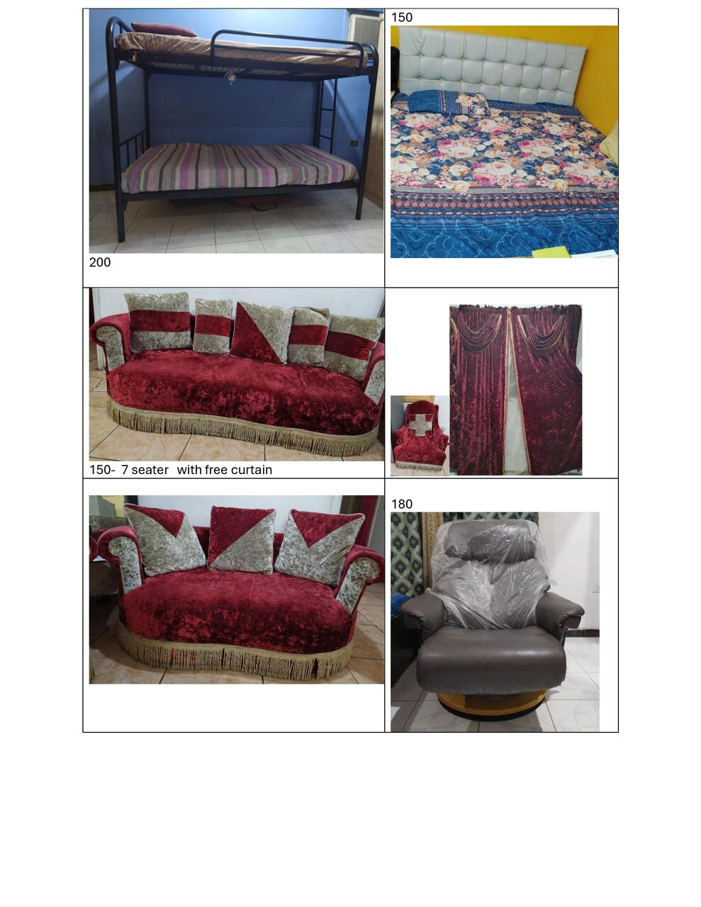 Jeddah, Furniture, SAR 100,  Fridge, ACs, Washing Machine, Cupboards, Sofa Fans Etc