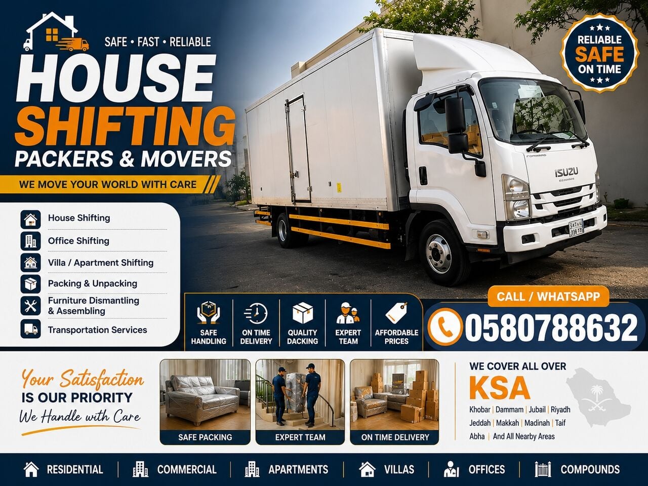 Dammam, Household, HOUSE SHIFTING OFFICE SHIFTING MOVERS & PACKERS PROFESSIONAL TEAM | BEST PRICE 0580788632