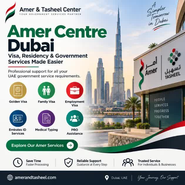 Dubai, Business, Amer Centre Dubai For Visa And Residency Service Support