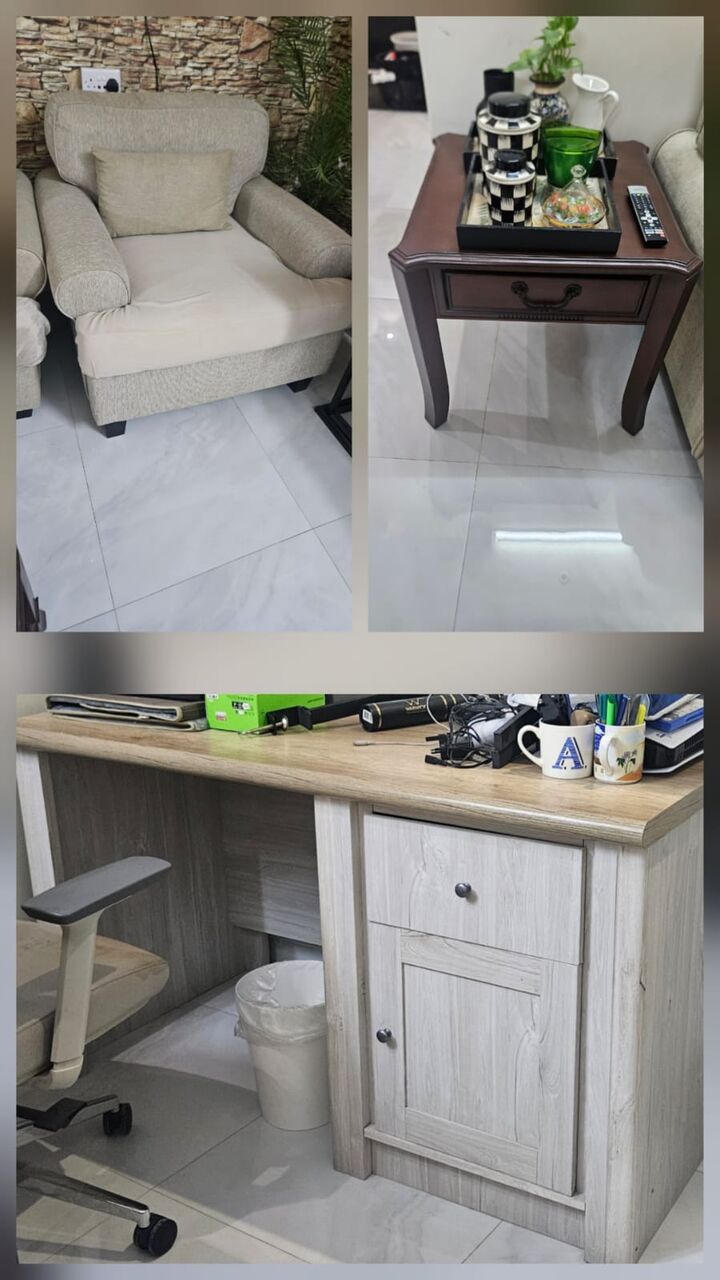 Riyadh, Furniture, SAR 500,  Study Table, 1 Seat Arm Chair Sofa And Wooden Side Table