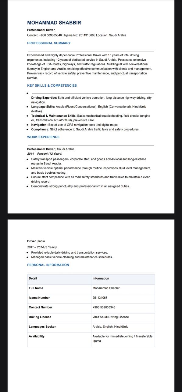 Riyadh, Job Seekers, Driver 0509805346