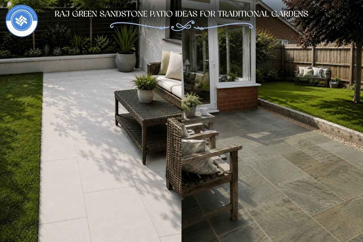 London, Farm & Garden, Premium Raj Green Sandstone Paving - East Yorkshire Stone
