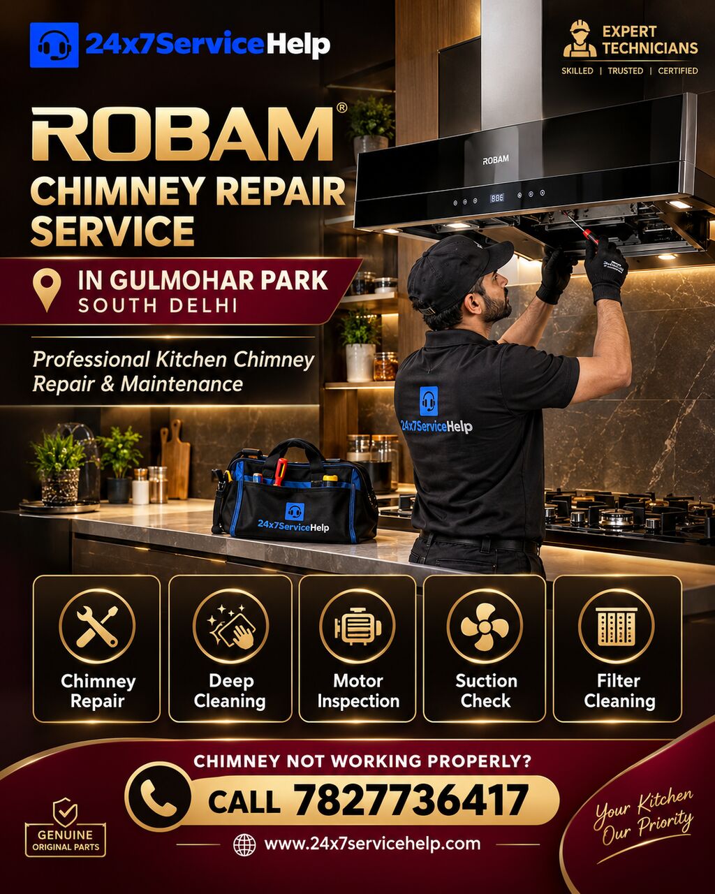New Delhi, Appliance Repair, Robam Chimney Repair Service In Gulmohar Park South Delhi