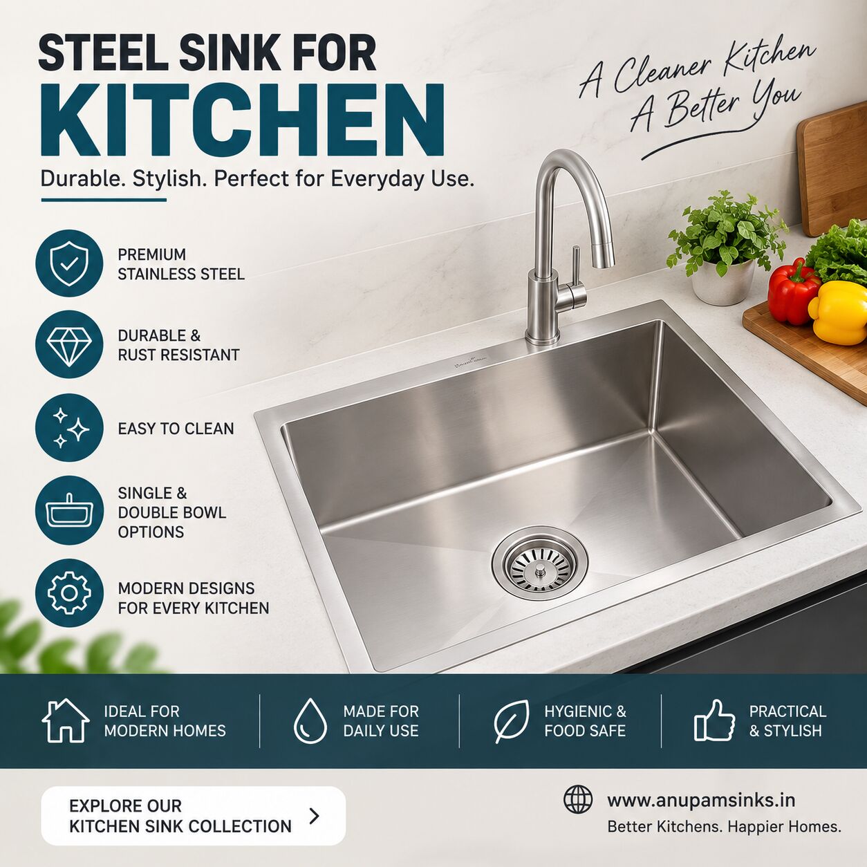 New Delhi, Household Items, INR 5990,  Modern Steel Sink For Kitchen