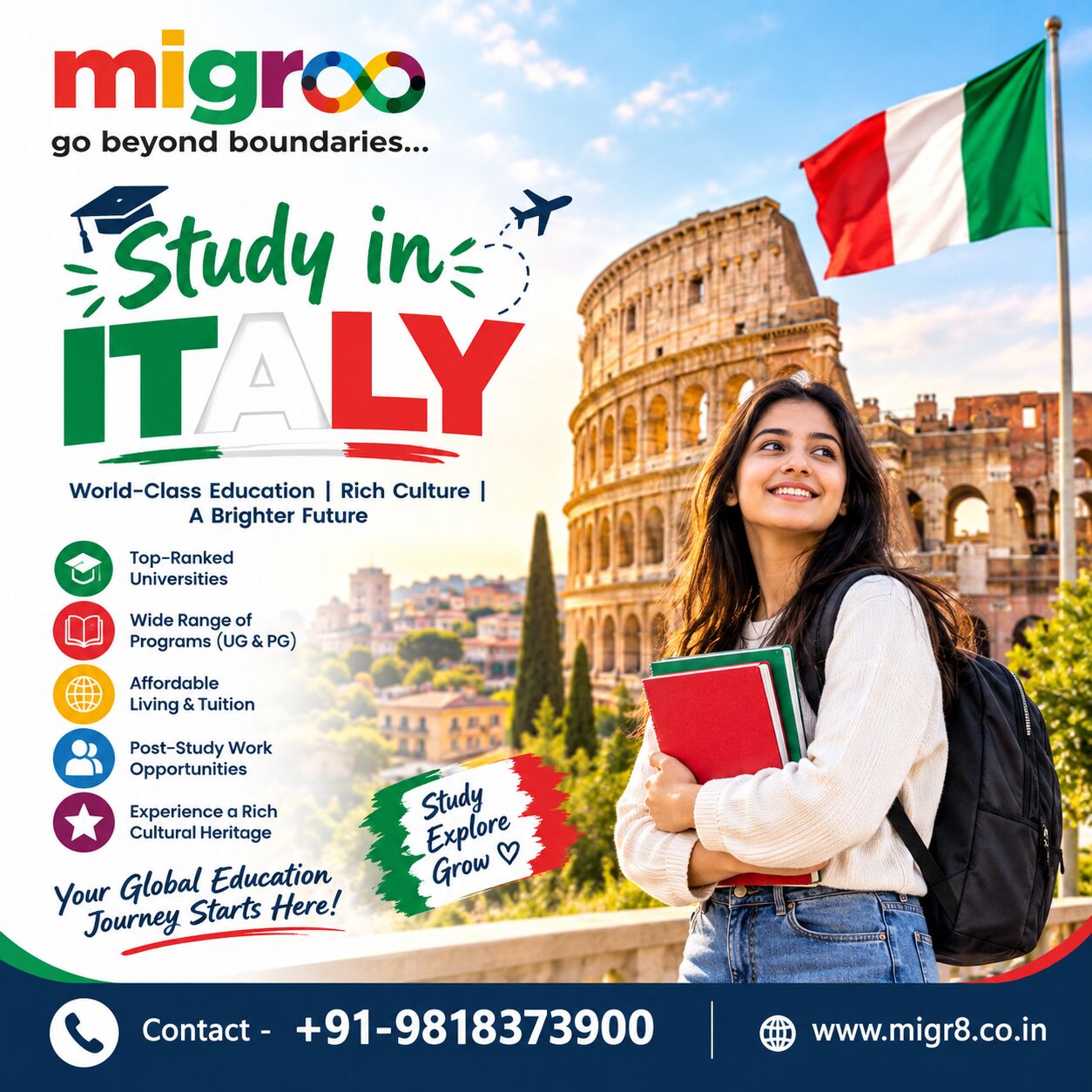 Rohini, Free Items, Study In Italy