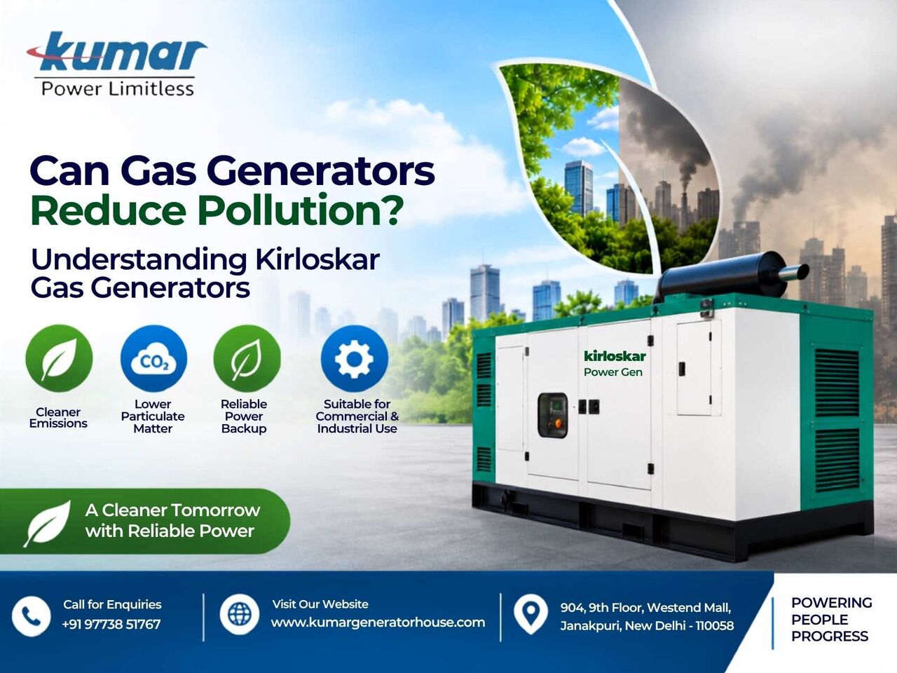 New Delhi, Industrial Machinery, Can Gas Generators Reduce Pollution? | Kirloskar Gas Generators