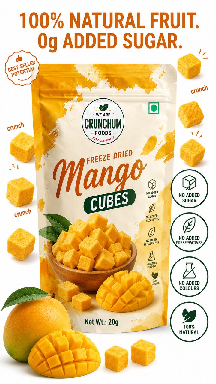 Bhopal, Food, INR 169,  Buy Freeze Dried Mango & Freeze Dried Fruits - Crunchum Foods
