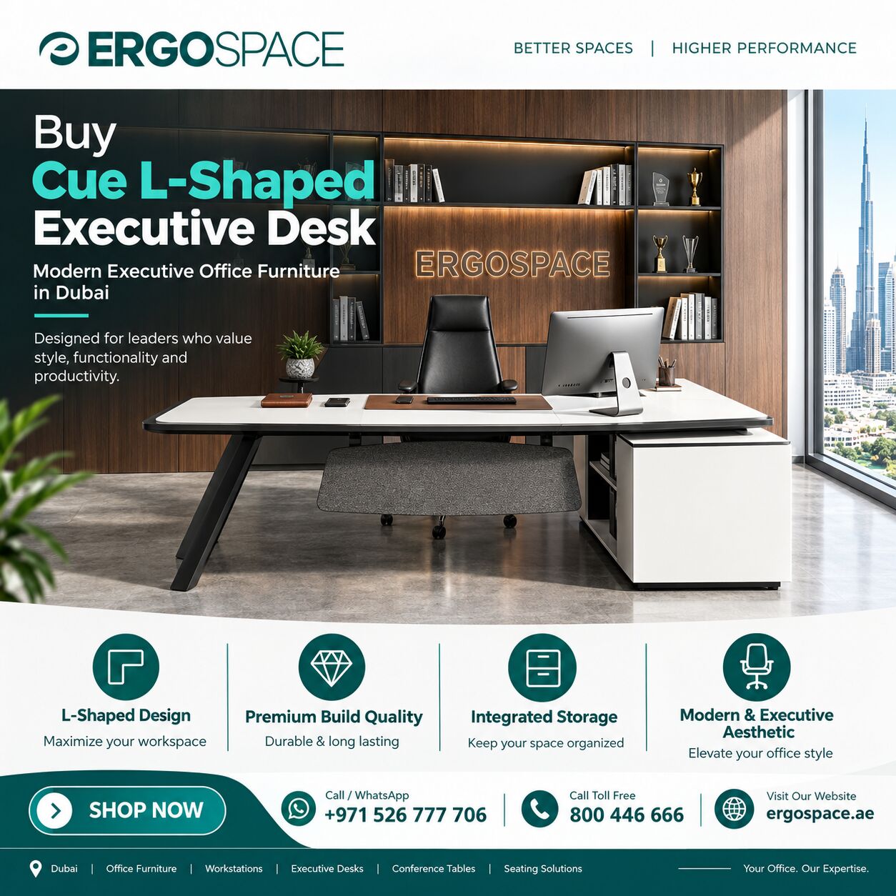 Dubai, Furniture, AED 6000,  Cue L-Shaped Executive Desk | Custom Made UAE