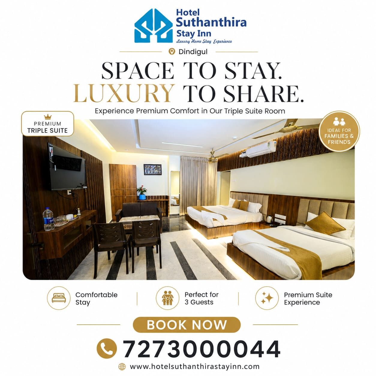 Mumbai, Travel, Spacious Triple Room For Families & Friends In Dindigul