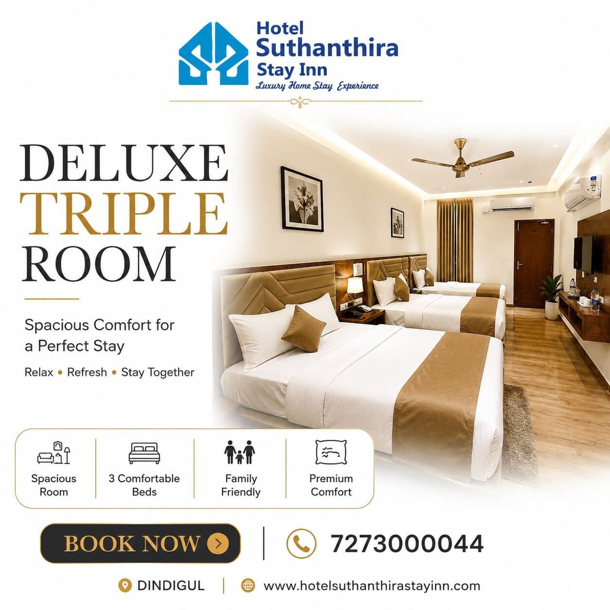 Mumbai, Travel, Spacious Triple Room For Families & Friends In Dindigul