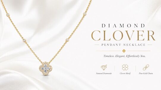 London, Jewelry, GBP 2450,  Radiant Diamond Clover Pendant Elegant Fine Jewellery